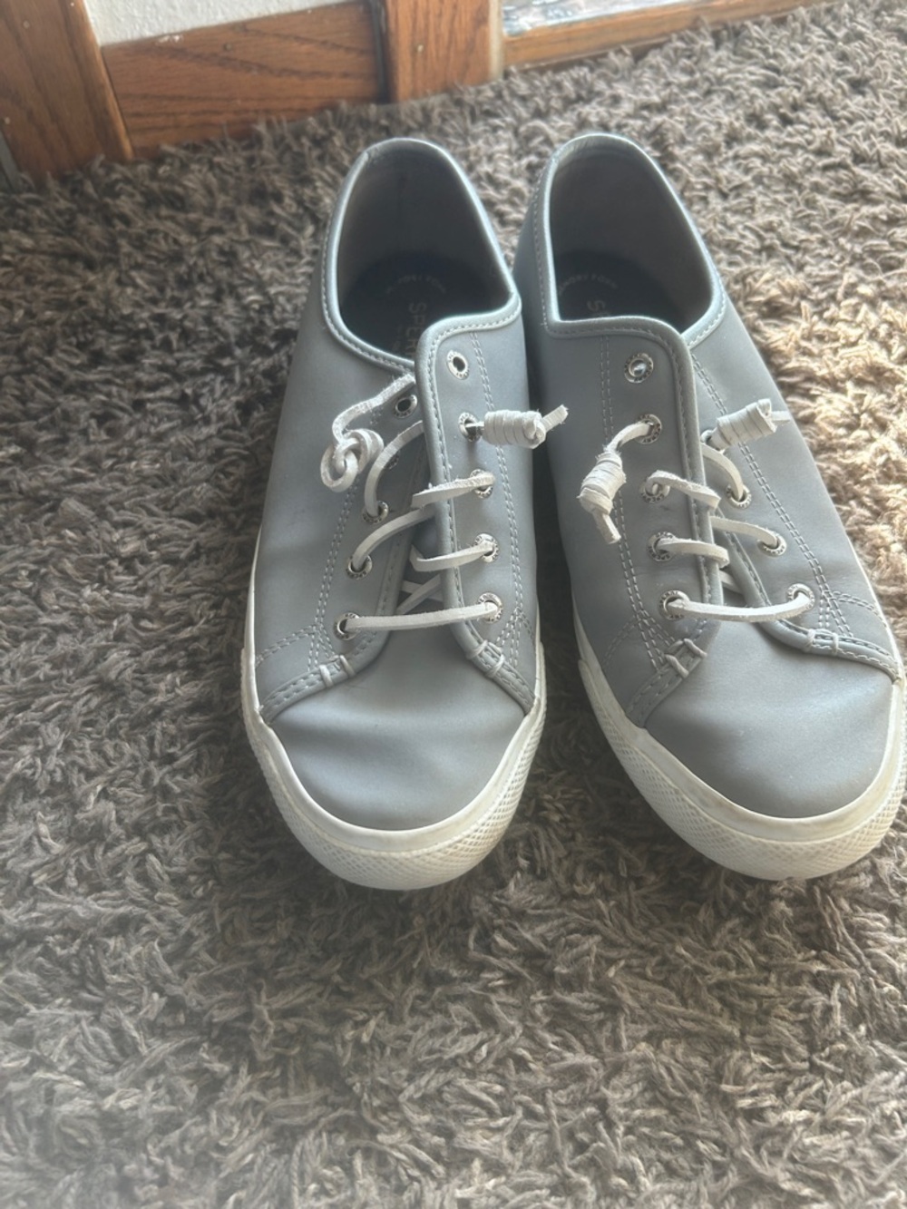 Sperry Light Grey Slip-On Sneakers with White Laces